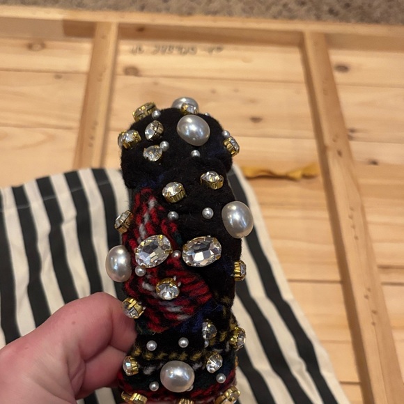 Lele Sadoughi Black Plaid Embellished Headband - Picture 4 of 7